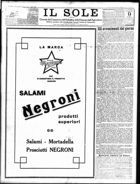 Il sole : giornale commerciale, agricolo, industriale... : organo ufficiale della Camera di commercio e industria di Milano ...