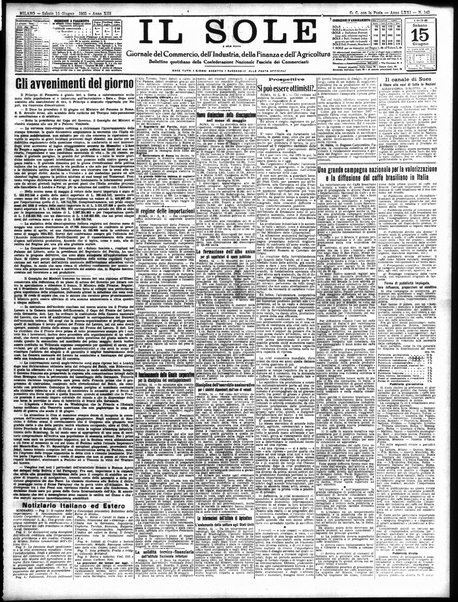 Il sole : giornale commerciale, agricolo, industriale... : organo ufficiale della Camera di commercio e industria di Milano ...