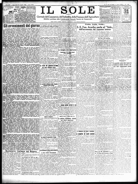 Il sole : giornale commerciale, agricolo, industriale... : organo ufficiale della Camera di commercio e industria di Milano ...