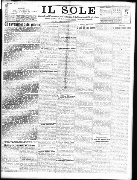 Il sole : giornale commerciale, agricolo, industriale... : organo ufficiale della Camera di commercio e industria di Milano ...