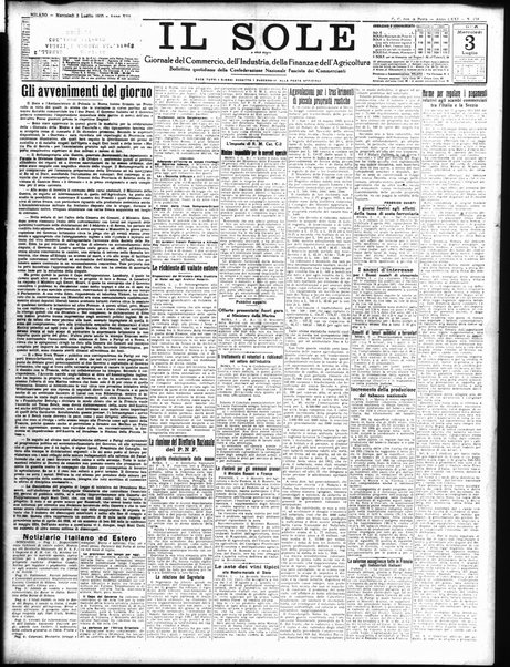 Il sole : giornale commerciale, agricolo, industriale... : organo ufficiale della Camera di commercio e industria di Milano ...