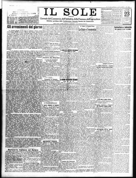Il sole : giornale commerciale, agricolo, industriale... : organo ufficiale della Camera di commercio e industria di Milano ...