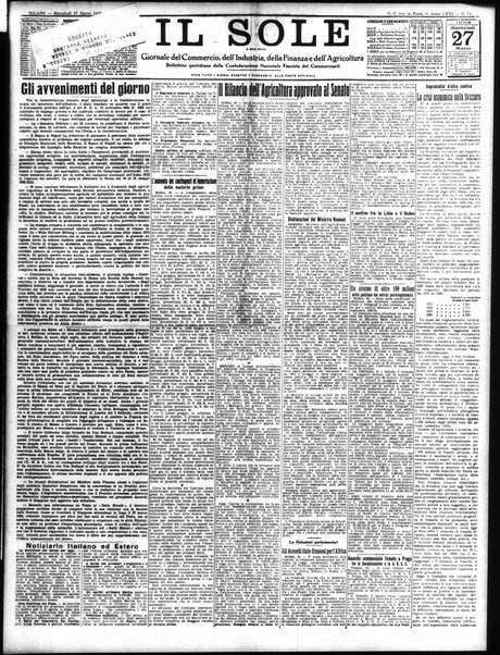 Il sole : giornale commerciale, agricolo, industriale... : organo ufficiale della Camera di commercio e industria di Milano ...