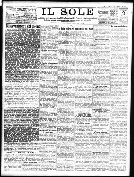 Il sole : giornale commerciale, agricolo, industriale... : organo ufficiale della Camera di commercio e industria di Milano ...