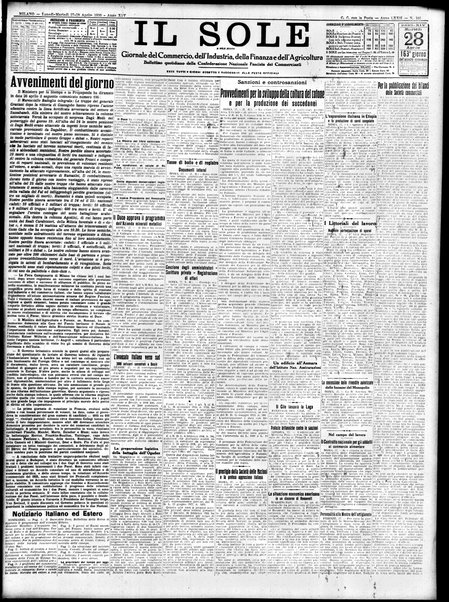 Il sole : giornale commerciale, agricolo, industriale... : organo ufficiale della Camera di commercio e industria di Milano ...