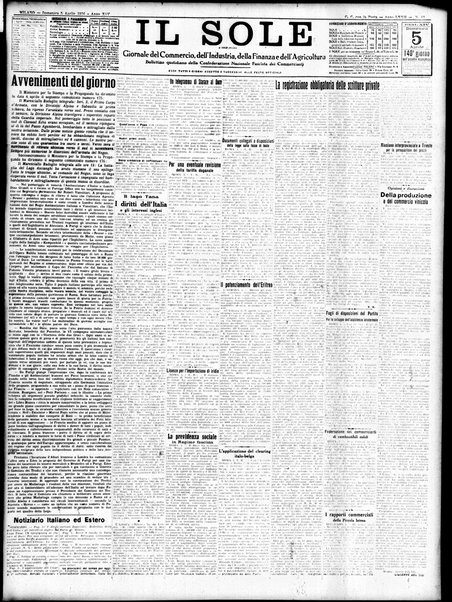 Il sole : giornale commerciale, agricolo, industriale... : organo ufficiale della Camera di commercio e industria di Milano ...