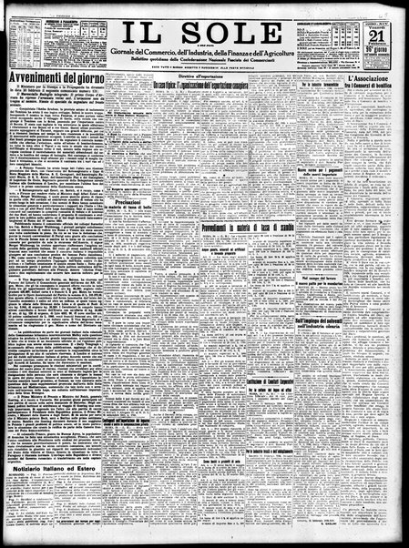 Il sole : giornale commerciale, agricolo, industriale... : organo ufficiale della Camera di commercio e industria di Milano ...