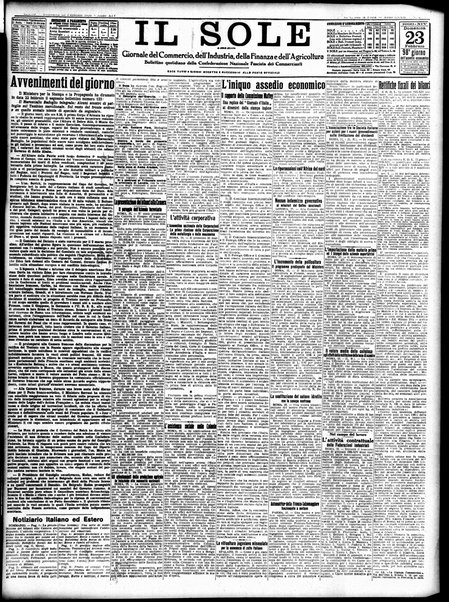 Il sole : giornale commerciale, agricolo, industriale... : organo ufficiale della Camera di commercio e industria di Milano ...