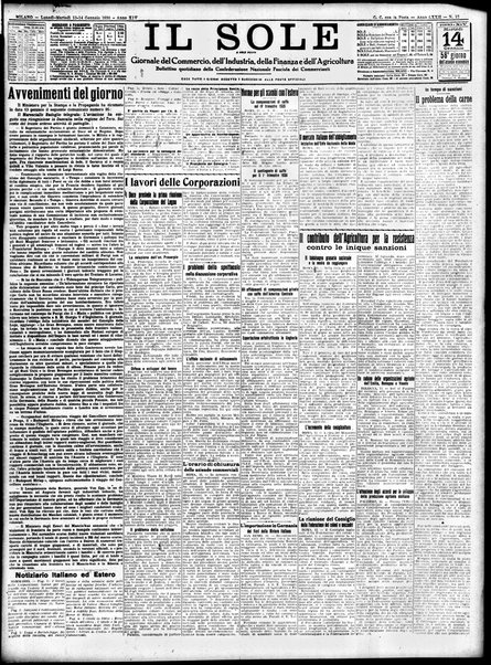 Il sole : giornale commerciale, agricolo, industriale... : organo ufficiale della Camera di commercio e industria di Milano ...