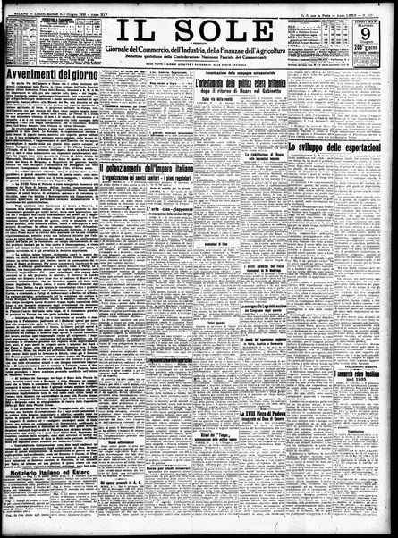 Il sole : giornale commerciale, agricolo, industriale... : organo ufficiale della Camera di commercio e industria di Milano ...