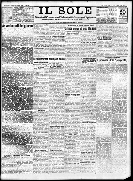 Il sole : giornale commerciale, agricolo, industriale... : organo ufficiale della Camera di commercio e industria di Milano ...