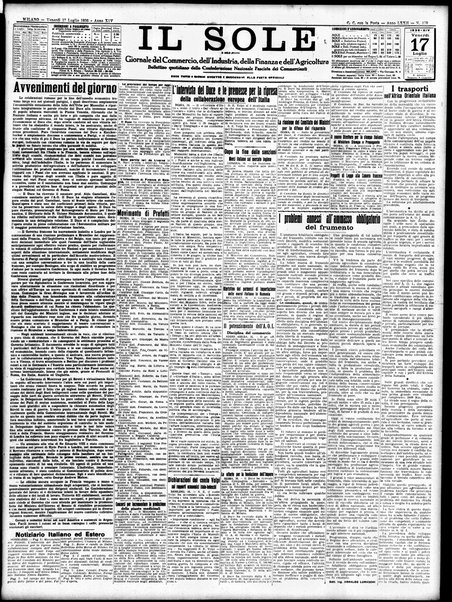 Il sole : giornale commerciale, agricolo, industriale... : organo ufficiale della Camera di commercio e industria di Milano ...