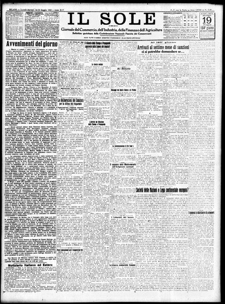 Il sole : giornale commerciale, agricolo, industriale... : organo ufficiale della Camera di commercio e industria di Milano ...