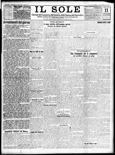 Il sole : giornale commerciale, agricolo, industriale... : organo ufficiale della Camera di commercio e industria di Milano ...