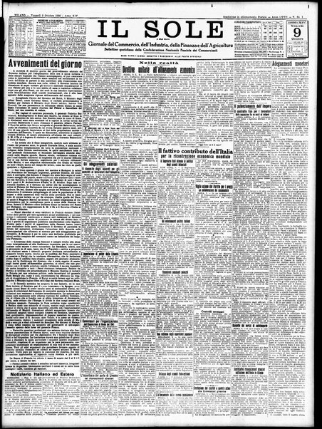 Il sole : giornale commerciale, agricolo, industriale... : organo ufficiale della Camera di commercio e industria di Milano ...