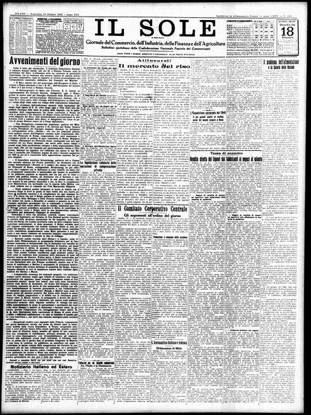 Il sole : giornale commerciale, agricolo, industriale... : organo ufficiale della Camera di commercio e industria di Milano ...