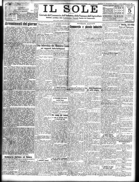 Il sole : giornale commerciale, agricolo, industriale... : organo ufficiale della Camera di commercio e industria di Milano ...