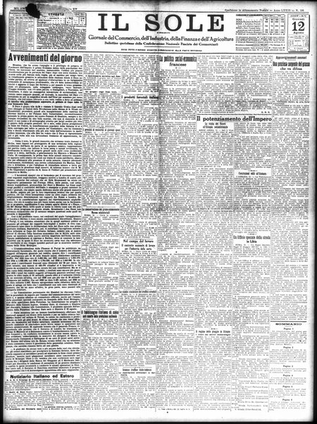 Il sole : giornale commerciale, agricolo, industriale... : organo ufficiale della Camera di commercio e industria di Milano ...