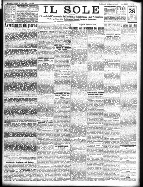 Il sole : giornale commerciale, agricolo, industriale... : organo ufficiale della Camera di commercio e industria di Milano ...