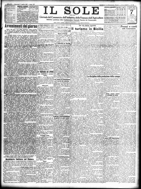 Il sole : giornale commerciale, agricolo, industriale... : organo ufficiale della Camera di commercio e industria di Milano ...