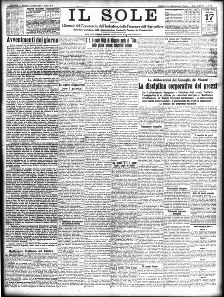 Il sole : giornale commerciale, agricolo, industriale... : organo ufficiale della Camera di commercio e industria di Milano ...