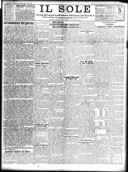 Il sole : giornale commerciale, agricolo, industriale... : organo ufficiale della Camera di commercio e industria di Milano ...