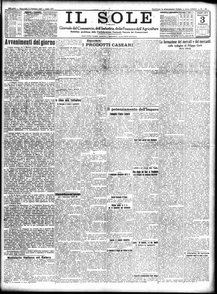 Il sole : giornale commerciale, agricolo, industriale... : organo ufficiale della Camera di commercio e industria di Milano ...
