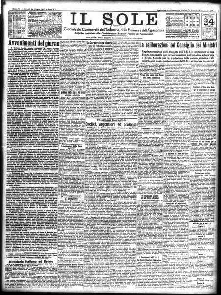 Il sole : giornale commerciale, agricolo, industriale... : organo ufficiale della Camera di commercio e industria di Milano ...