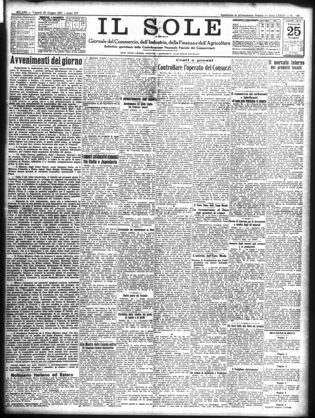 Il sole : giornale commerciale, agricolo, industriale... : organo ufficiale della Camera di commercio e industria di Milano ...