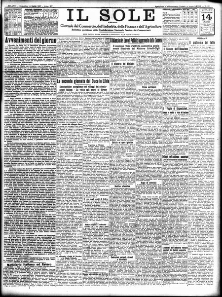 Il sole : giornale commerciale, agricolo, industriale... : organo ufficiale della Camera di commercio e industria di Milano ...