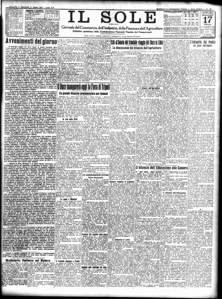 Il sole : giornale commerciale, agricolo, industriale... : organo ufficiale della Camera di commercio e industria di Milano ...