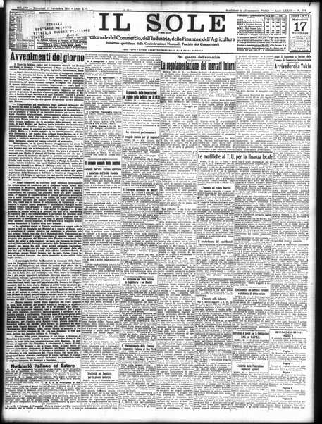 Il sole : giornale commerciale, agricolo, industriale... : organo ufficiale della Camera di commercio e industria di Milano ...