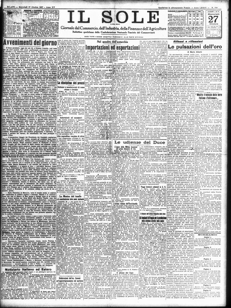 Il sole : giornale commerciale, agricolo, industriale... : organo ufficiale della Camera di commercio e industria di Milano ...
