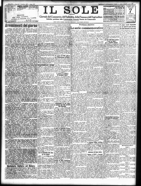Il sole : giornale commerciale, agricolo, industriale... : organo ufficiale della Camera di commercio e industria di Milano ...