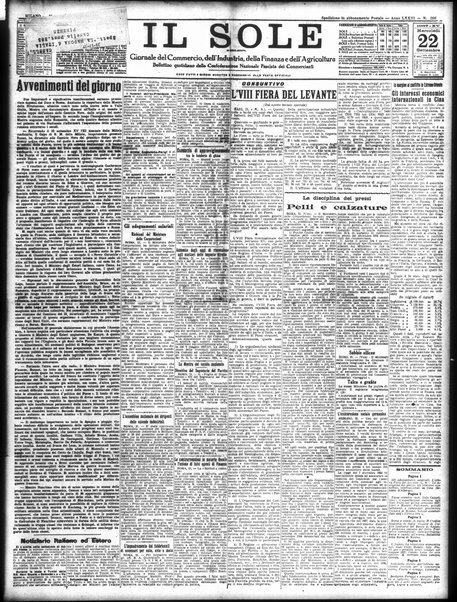 Il sole : giornale commerciale, agricolo, industriale... : organo ufficiale della Camera di commercio e industria di Milano ...