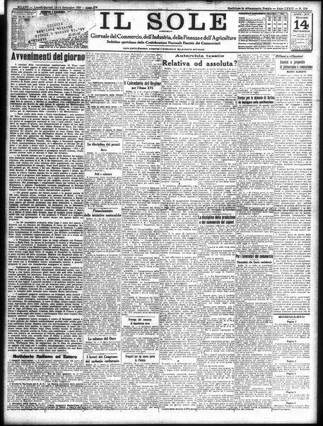 Il sole : giornale commerciale, agricolo, industriale... : organo ufficiale della Camera di commercio e industria di Milano ...