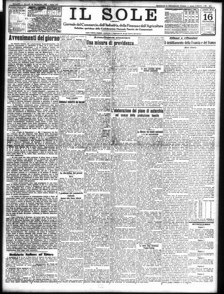 Il sole : giornale commerciale, agricolo, industriale... : organo ufficiale della Camera di commercio e industria di Milano ...