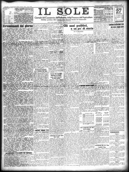 Il sole : giornale commerciale, agricolo, industriale... : organo ufficiale della Camera di commercio e industria di Milano ...