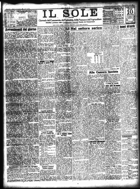 Il sole : giornale commerciale, agricolo, industriale... : organo ufficiale della Camera di commercio e industria di Milano ...