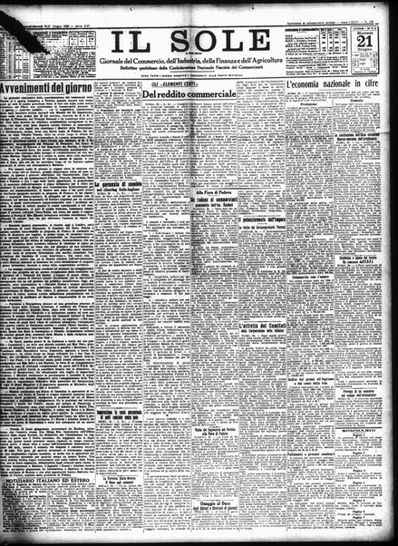 Il sole : giornale commerciale, agricolo, industriale... : organo ufficiale della Camera di commercio e industria di Milano ...