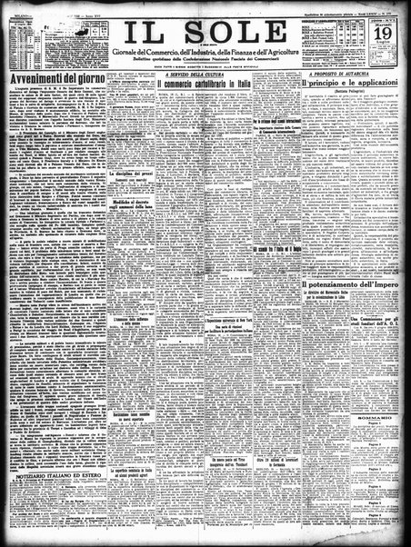 Il sole : giornale commerciale, agricolo, industriale... : organo ufficiale della Camera di commercio e industria di Milano ...