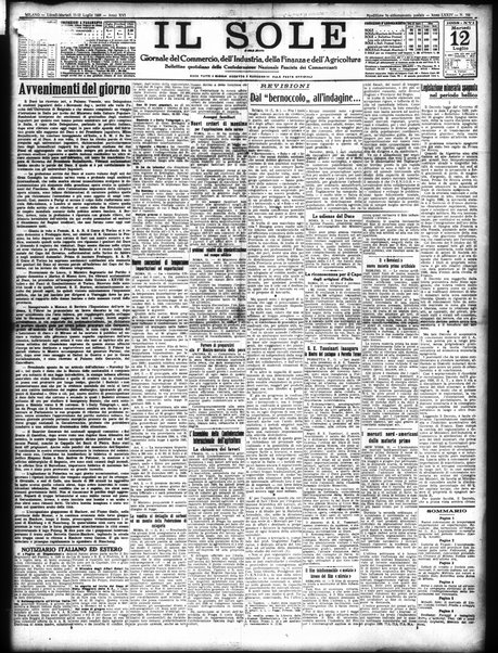 Il sole : giornale commerciale, agricolo, industriale... : organo ufficiale della Camera di commercio e industria di Milano ...