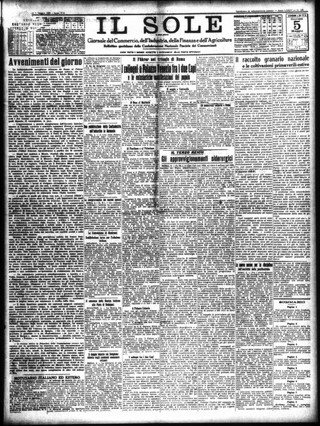Il sole : giornale commerciale, agricolo, industriale... : organo ufficiale della Camera di commercio e industria di Milano ...