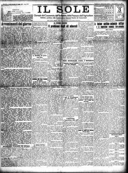 Il sole : giornale commerciale, agricolo, industriale... : organo ufficiale della Camera di commercio e industria di Milano ...