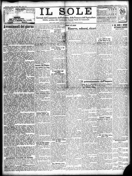 Il sole : giornale commerciale, agricolo, industriale... : organo ufficiale della Camera di commercio e industria di Milano ...