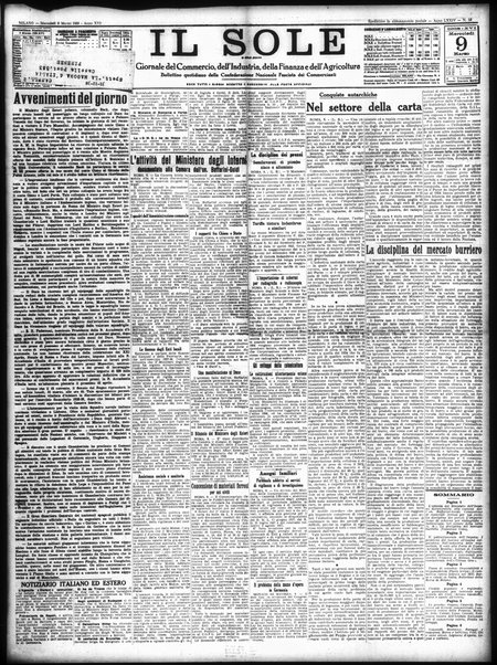 Il sole : giornale commerciale, agricolo, industriale... : organo ufficiale della Camera di commercio e industria di Milano ...