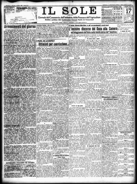 Il sole : giornale commerciale, agricolo, industriale... : organo ufficiale della Camera di commercio e industria di Milano ...
