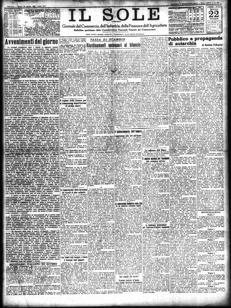 Il sole : giornale commerciale, agricolo, industriale... : organo ufficiale della Camera di commercio e industria di Milano ...