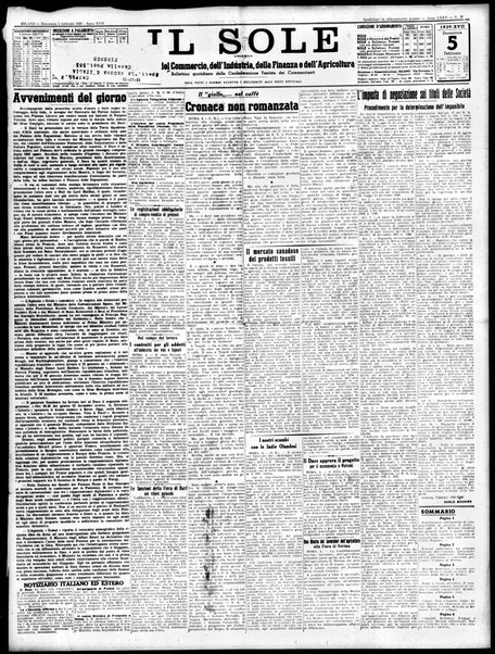Il sole : giornale commerciale, agricolo, industriale... : organo ufficiale della Camera di commercio e industria di Milano ...