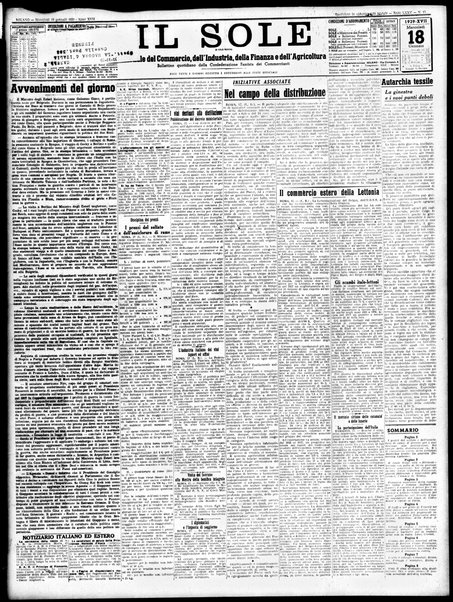 Il sole : giornale commerciale, agricolo, industriale... : organo ufficiale della Camera di commercio e industria di Milano ...